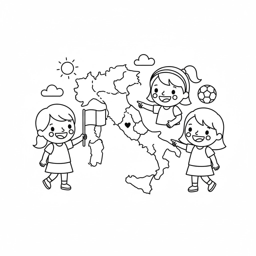 Çizmek İtalya harita Boyama Sayfası