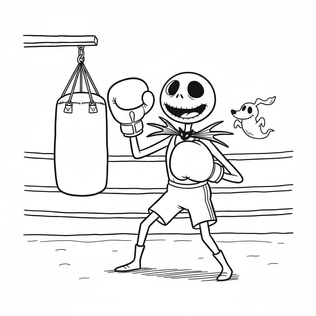 Çizmek Jack Skellington basit Boyama Sayfası