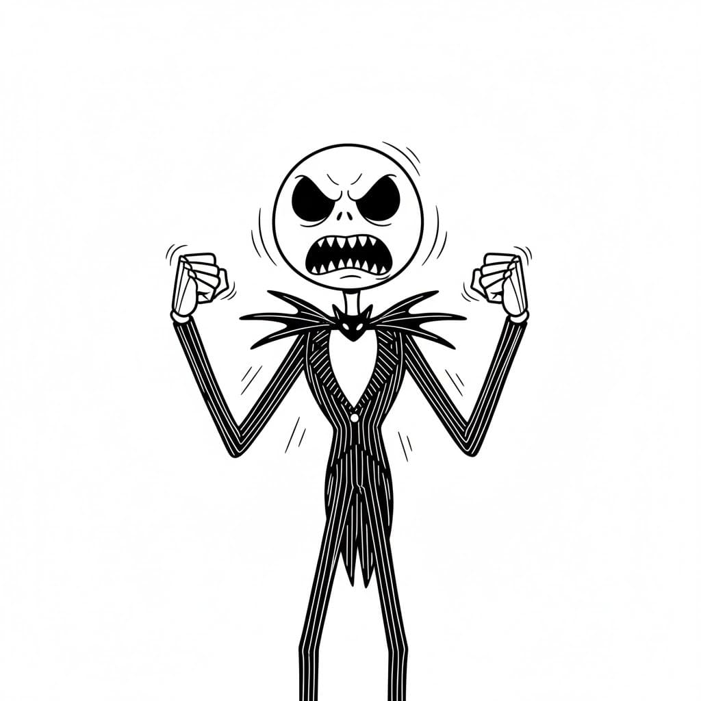 Çizmek Jack Skellington çocuklar için temel Boyama Sayfası