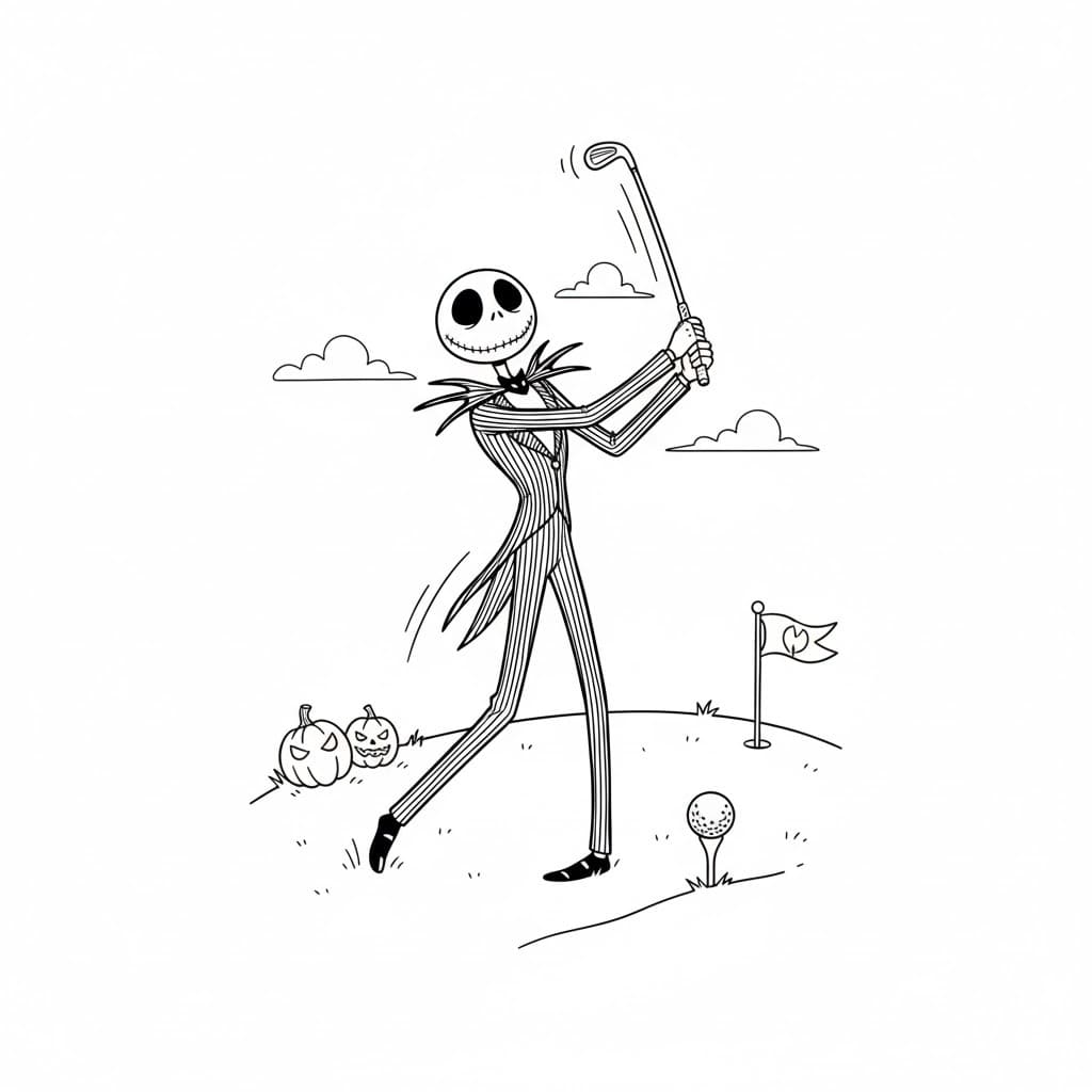 Çizmek Jack Skellington çocuklar için Boyama Sayfası