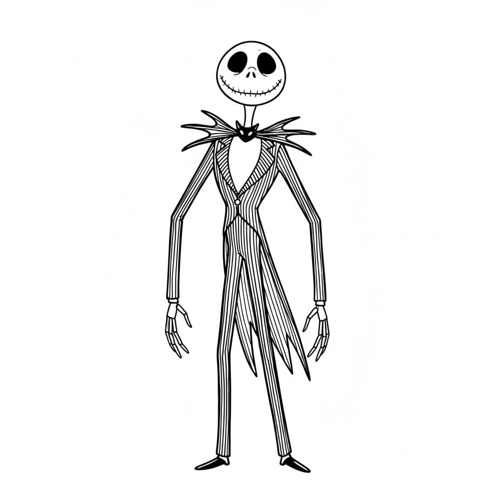Çizmek Jack Skellington kolay Boyama Sayfası