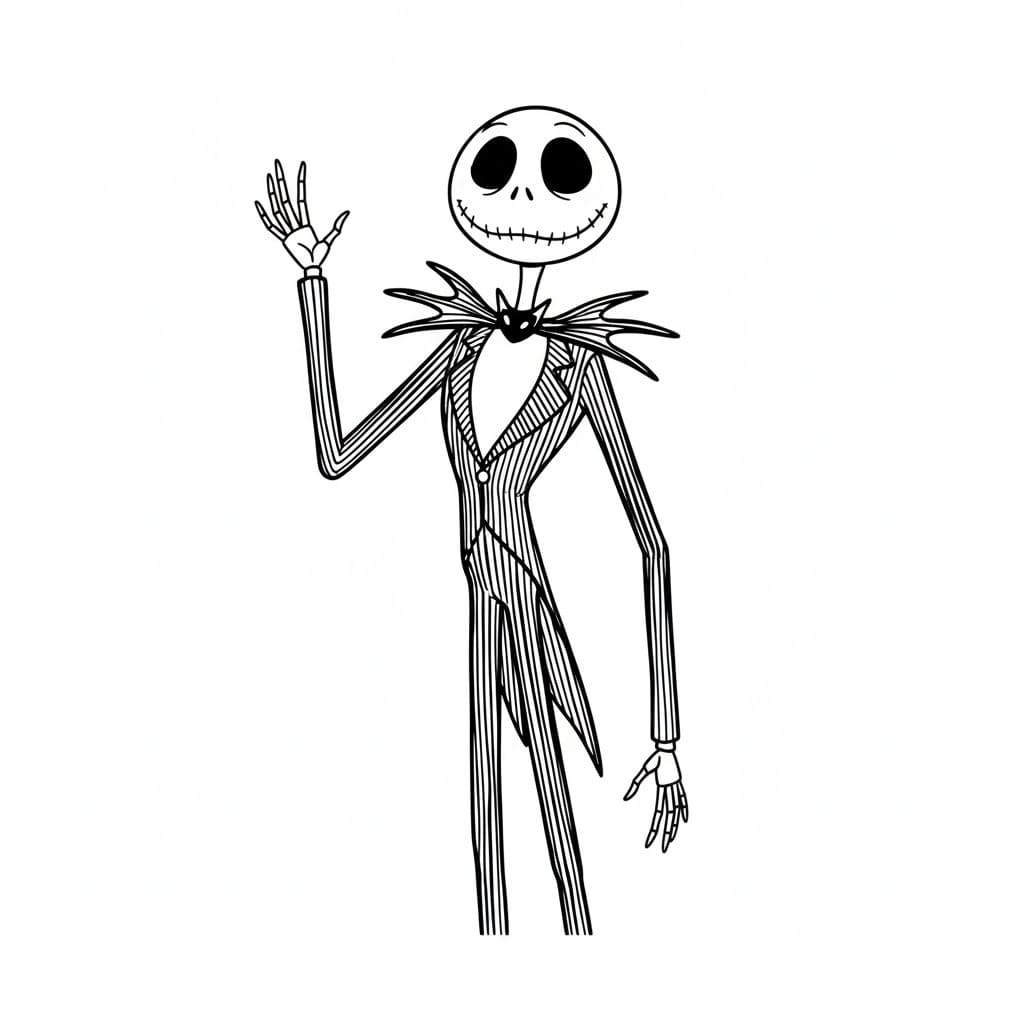 Çizmek Jack Skellington temel Boyama Sayfası
