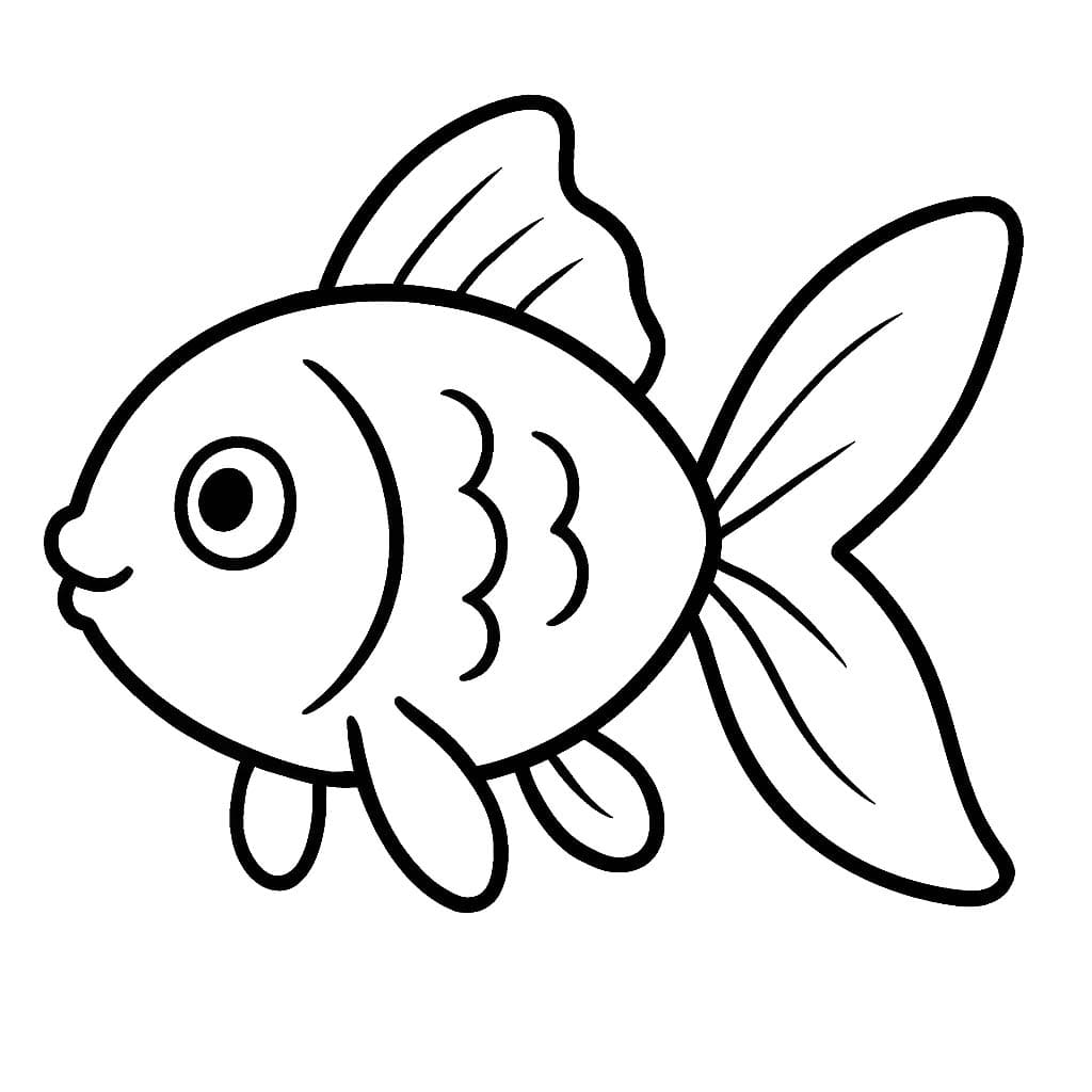 Çizmek Japon Balığı çocuklar için basit Boyama Sayfası