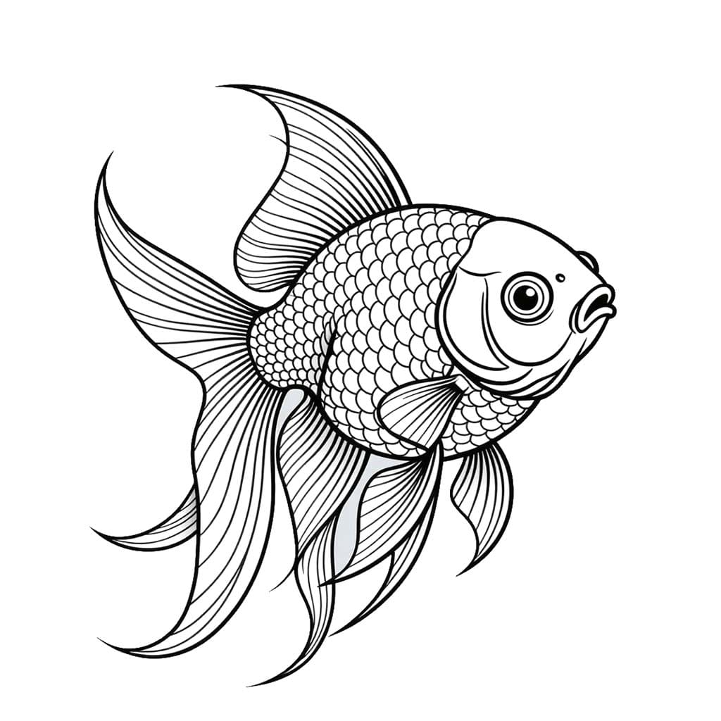 Çizmek Japon Balığı çocuklar için kolay Boyama Sayfası