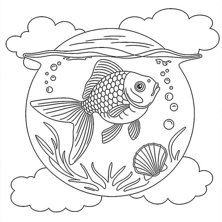 Çizmek Japon Balığı çocuklar için ücretsiz Boyama Sayfası