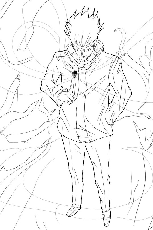 Çizmek Jujutsu Kaisen ücretsiz basit Boyama Sayfası