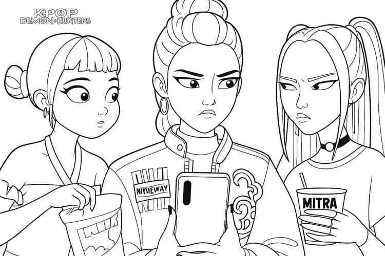 Çizmek KPop Demon Hunters Ücretsiz yazdırılabilir Boyama Sayfası