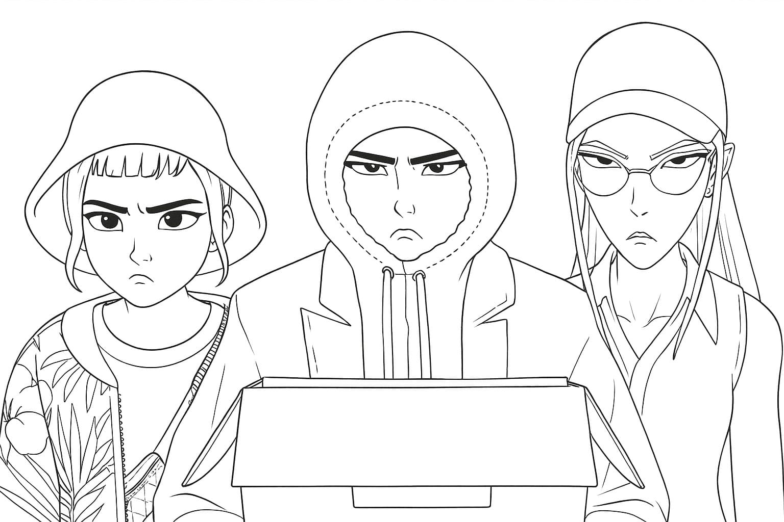 Çizmek KPop Demon Hunters çocuklar için basit Boyama Sayfası