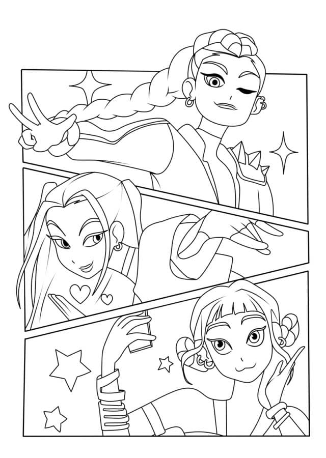 Çizmek KPop Demon Hunters çocuklar için temel Boyama Sayfası