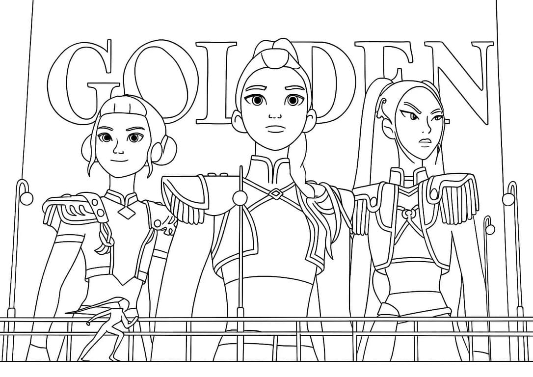 Çizmek KPop Demon Hunters çocuklar için ücretsiz Boyama Sayfası