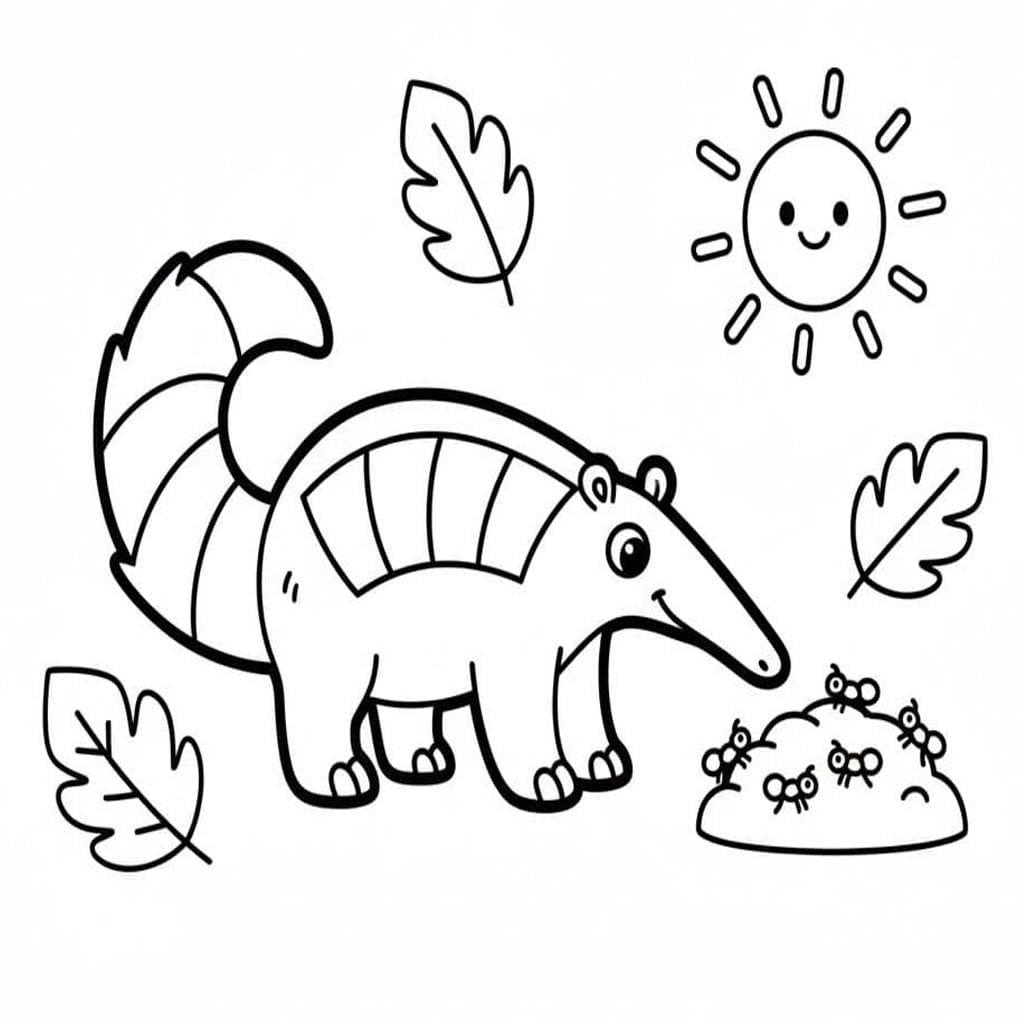 Çizmek Karıncayiyen çocuklar için temel Boyama Sayfası