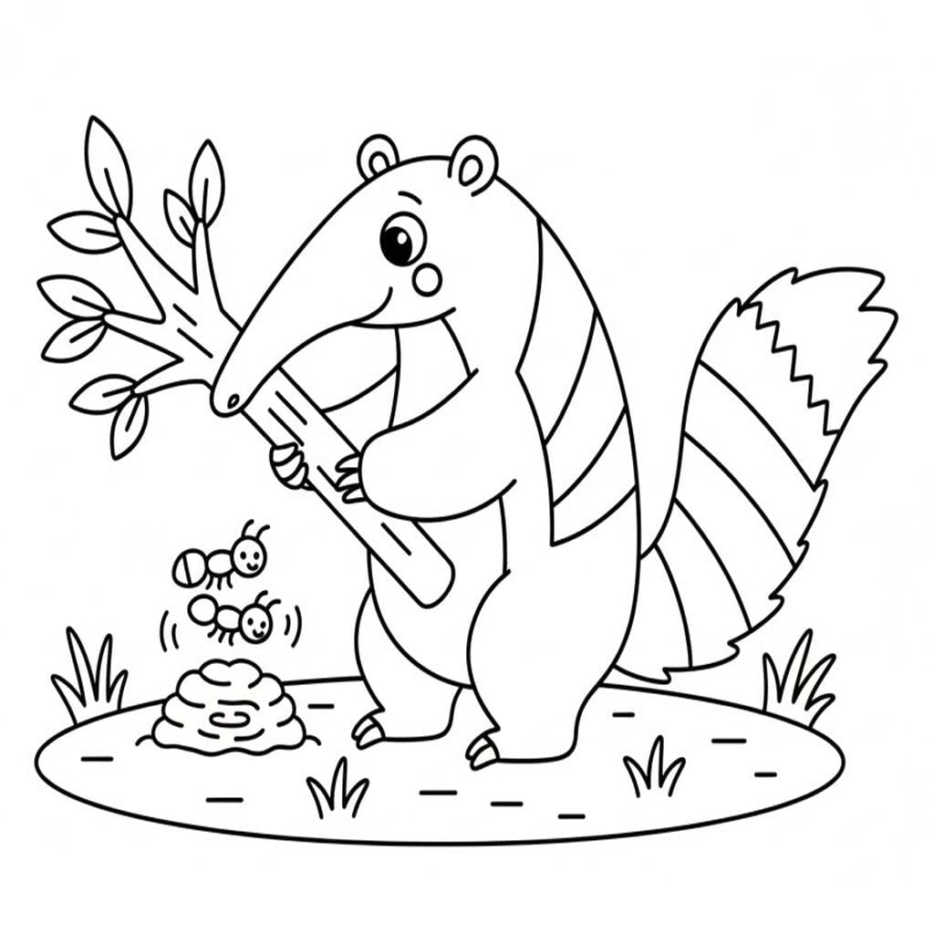 Çizmek Karıncayiyen kolay Boyama Sayfası