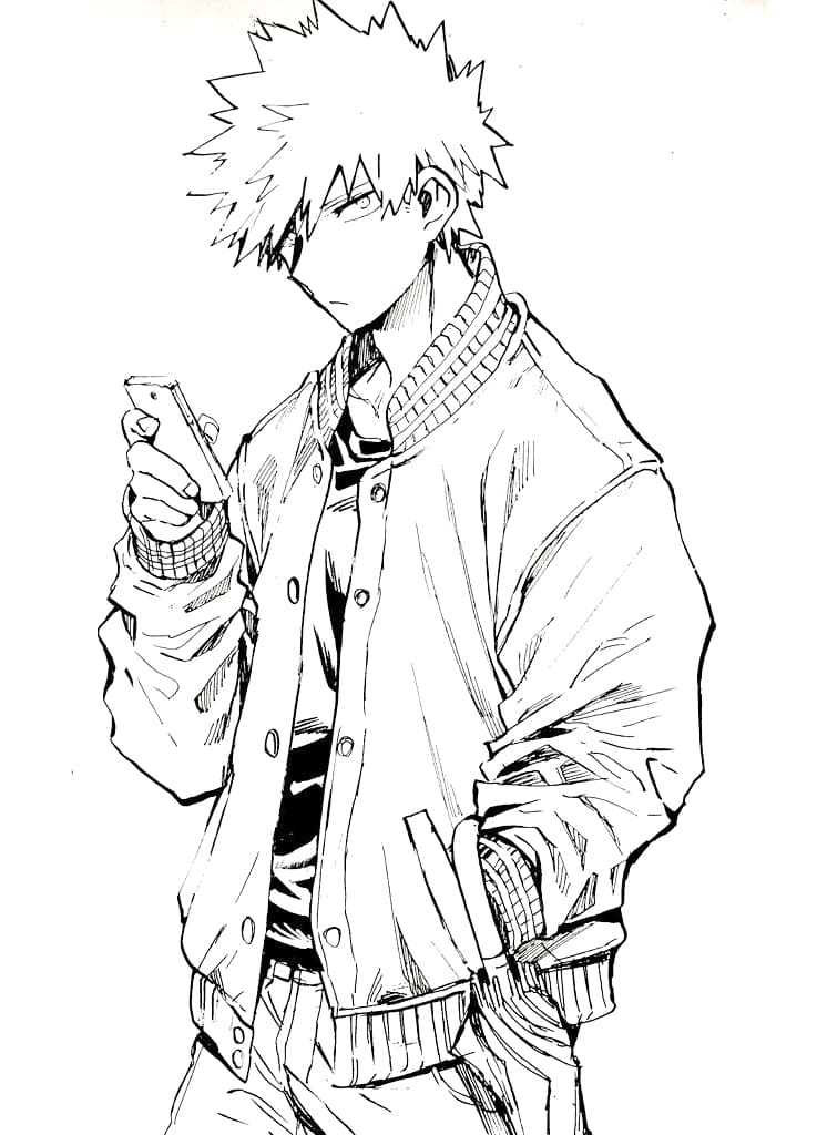 Çizmek Katsuki Bakugo Kolay Boyama Sayfası