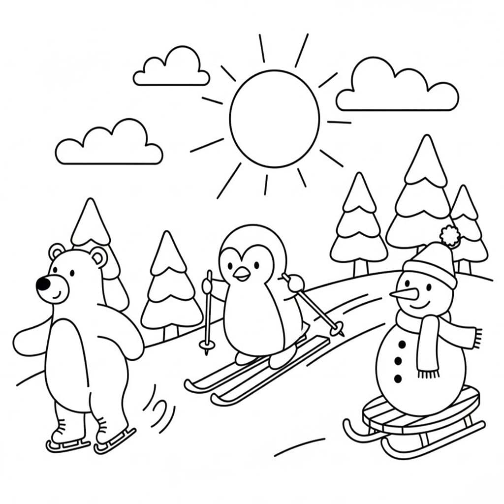 Çizmek Kış Sporları Ücretsiz Yazdırılabilir Boyama Sayfası