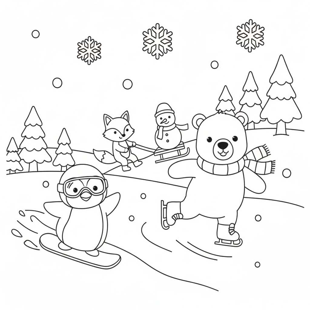 Çizmek Kış Sporları Ücretsiz Boyama Sayfası