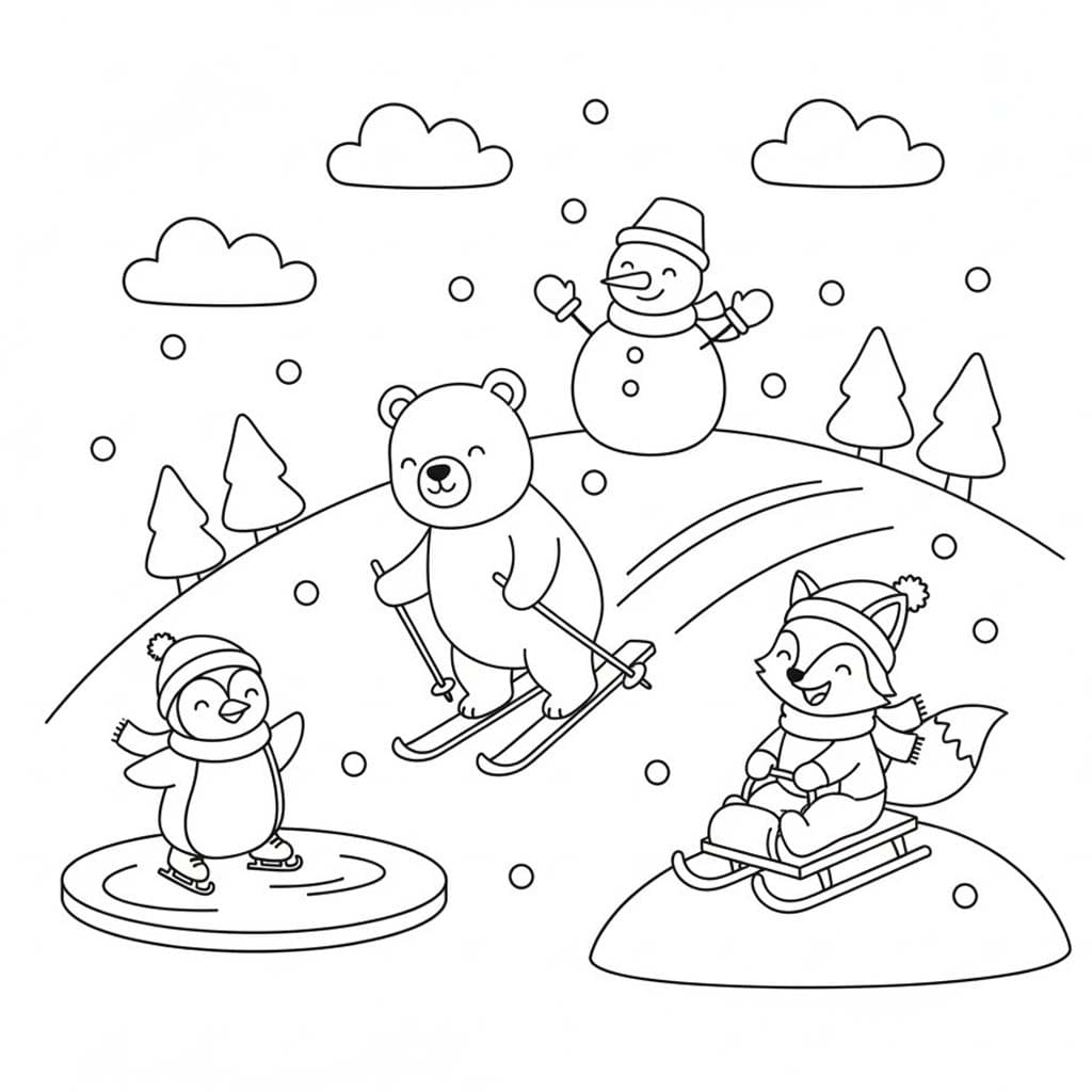 Çizmek Kış Sporları Yazdırılabilir Boyama Sayfası