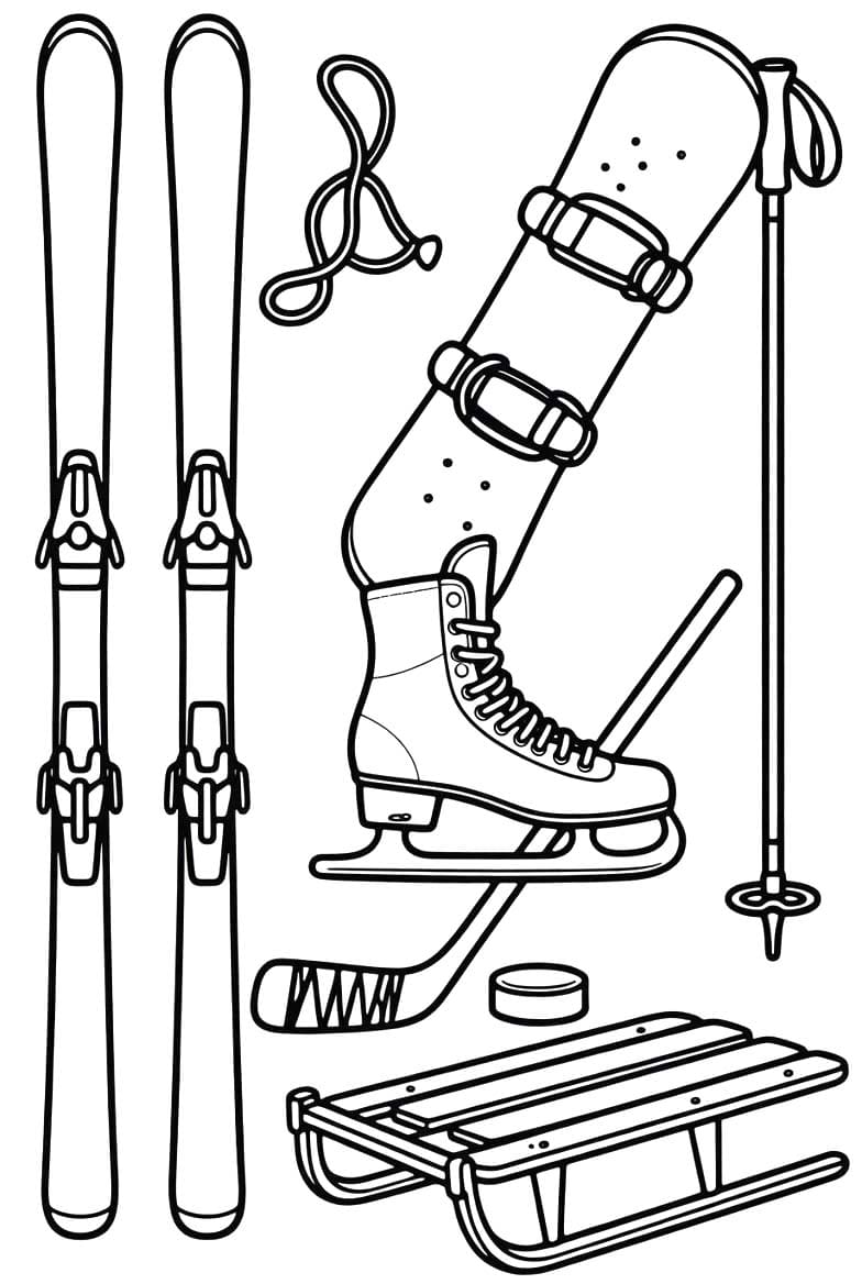 Çizmek Kış Sporları çocuklar için yazdırılabilir Boyama Sayfası
