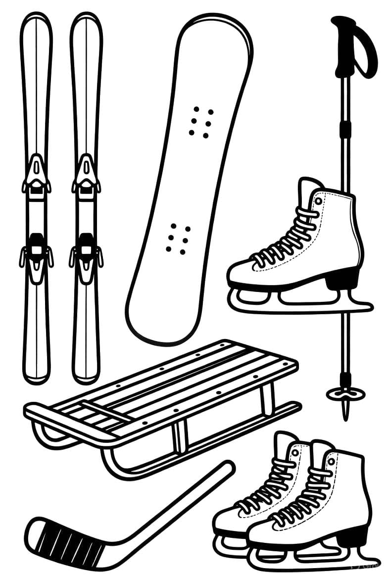 Çizmek Kış Sporları çocuklar için Boyama Sayfası