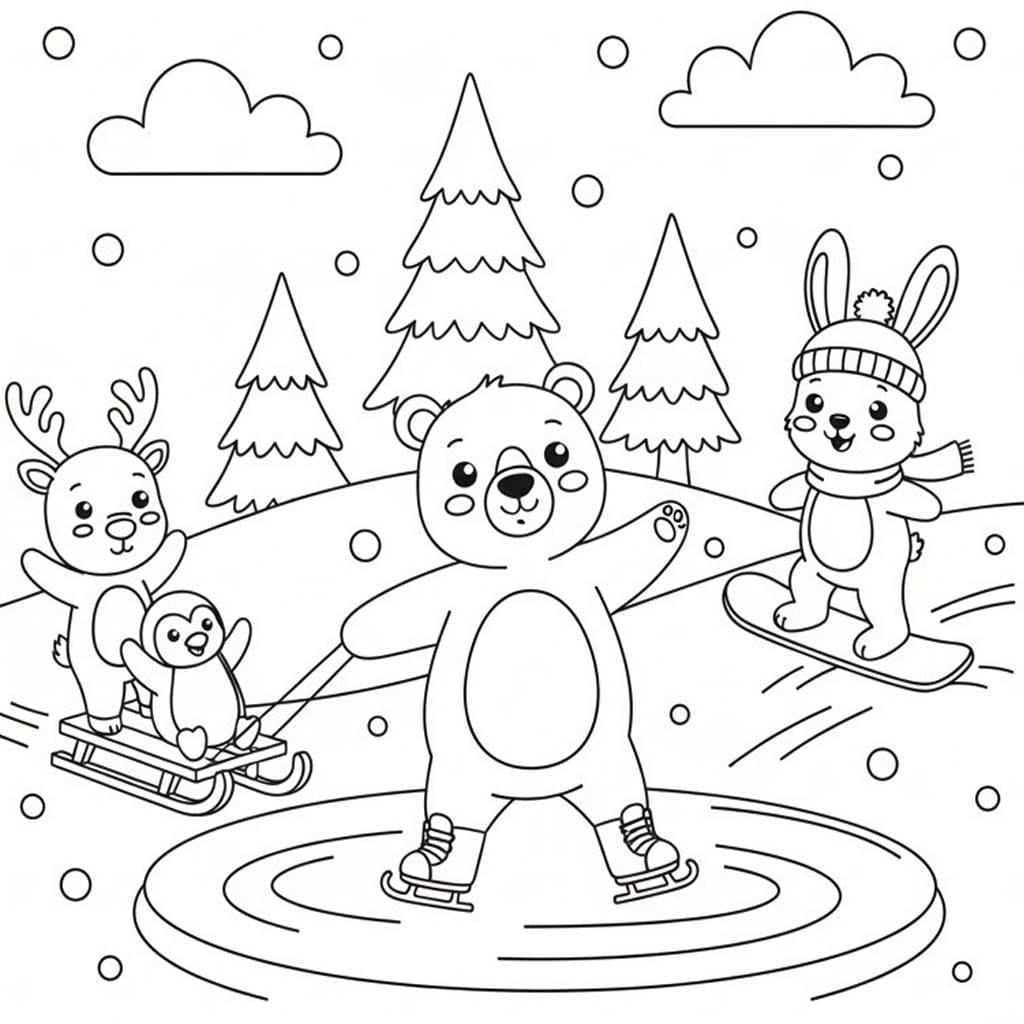 Çizmek Kış Sporları Boyama Sayfası