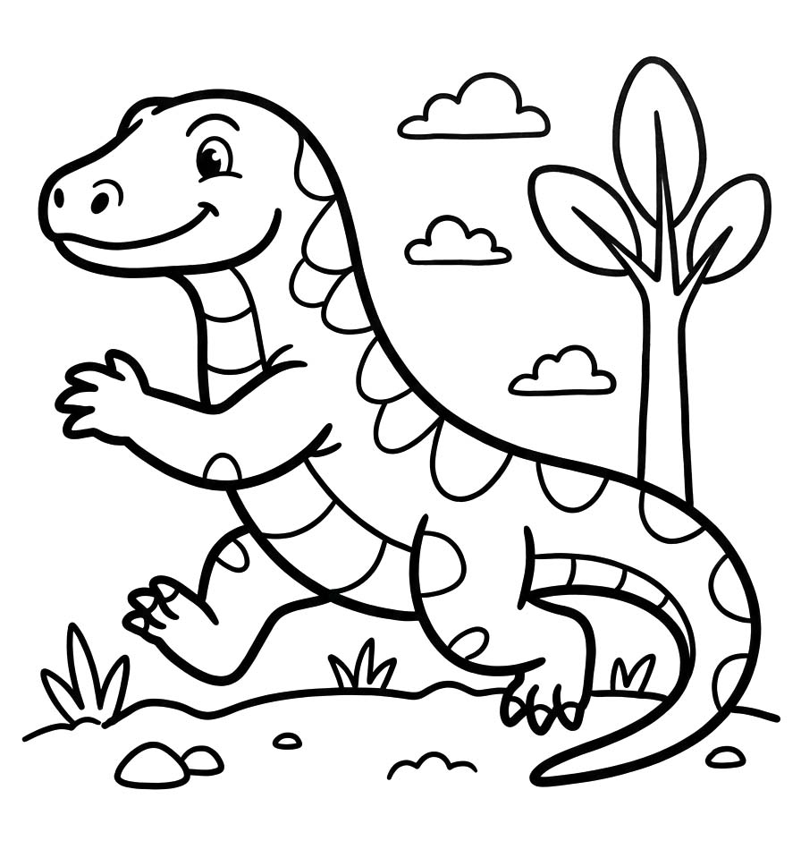 Çizmek Komodo Ejderi Basit Boyama Sayfası
