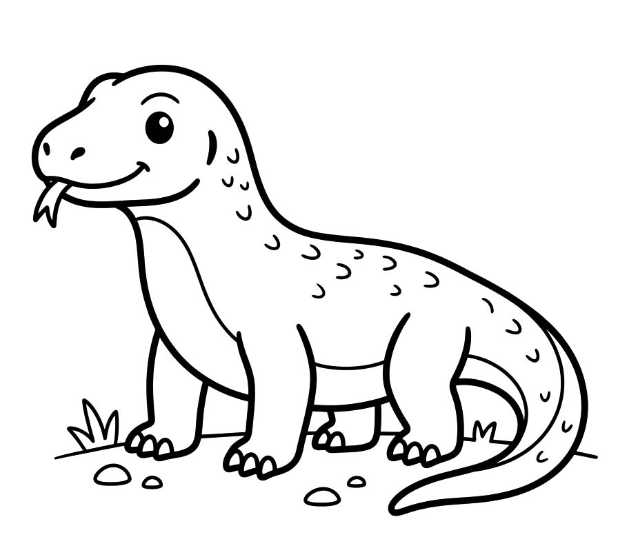 Çizmek Komodo Ejderi Kolay Boyama Sayfası