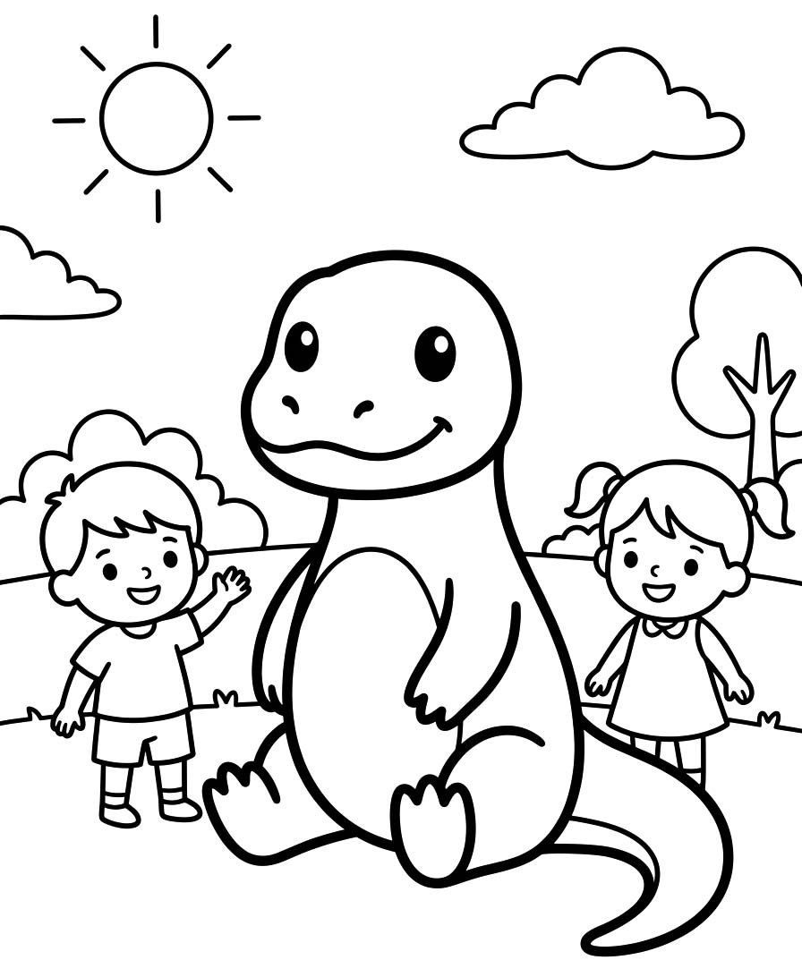 Çizmek Komodo Ejderi Temel Boyama Sayfası