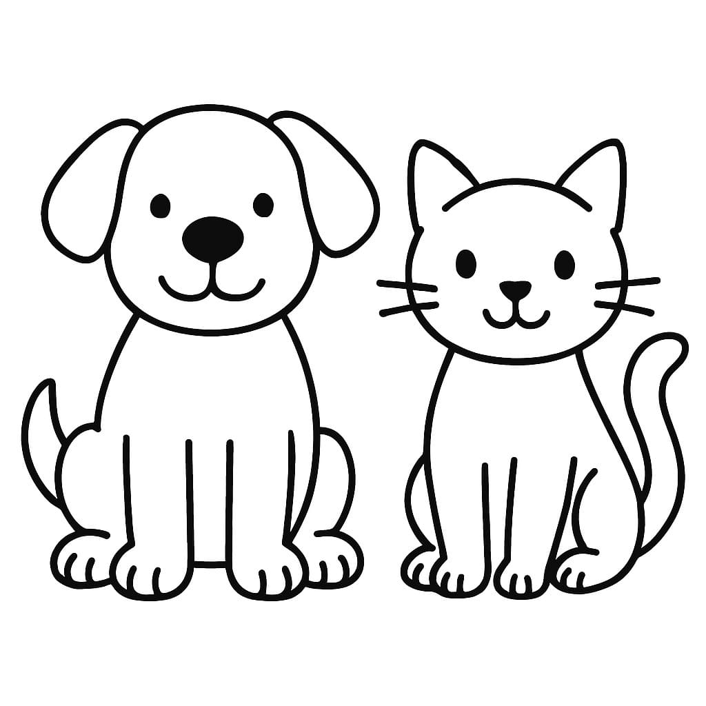 Çizmek Köpek ve Kedi Boyama Sayfası