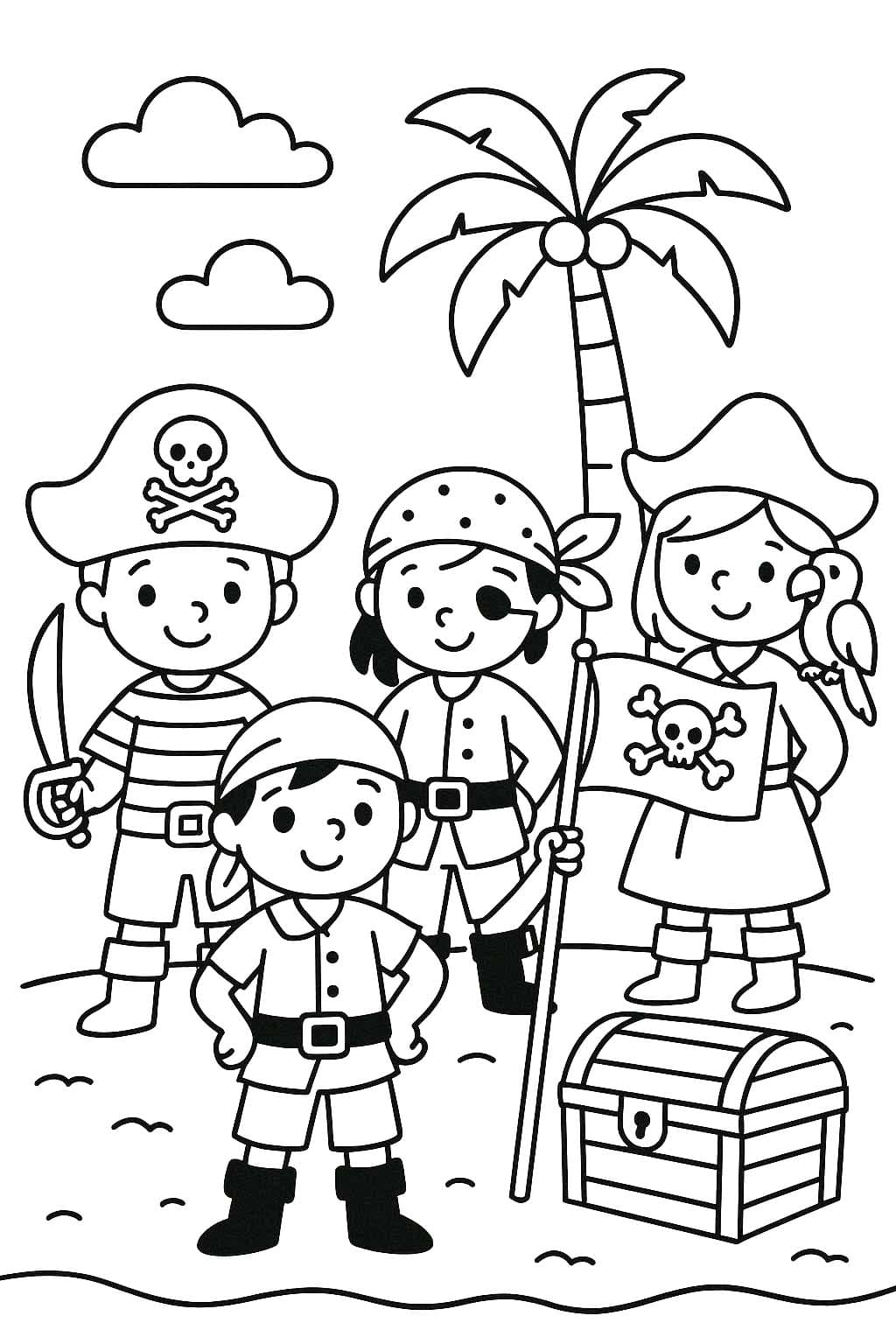 Çizmek Korsan çocuklar için ücretsiz Boyama Sayfası