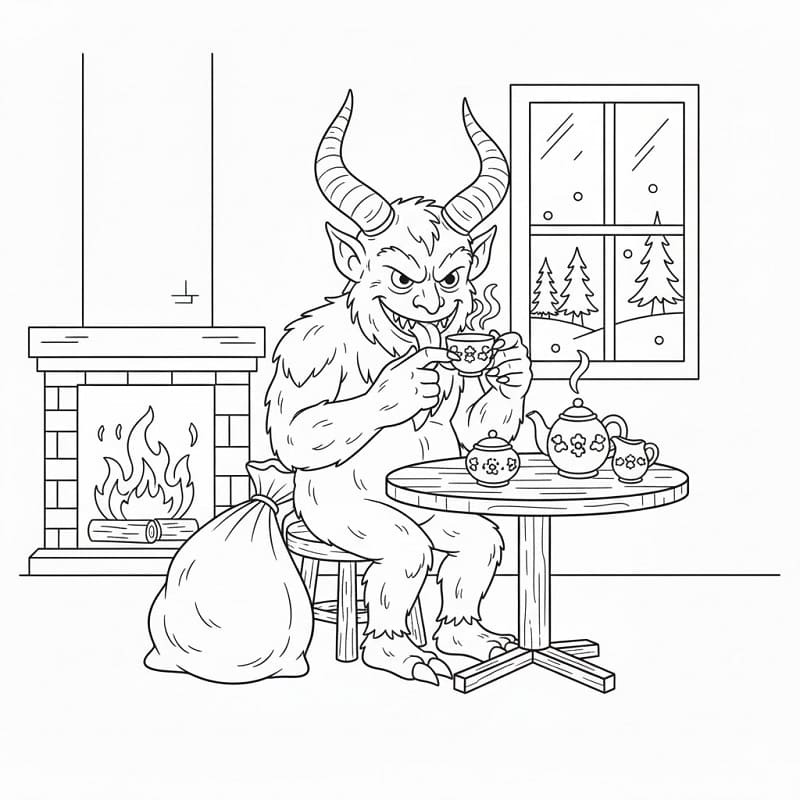 Çizmek Krampus basit Boyama Sayfası