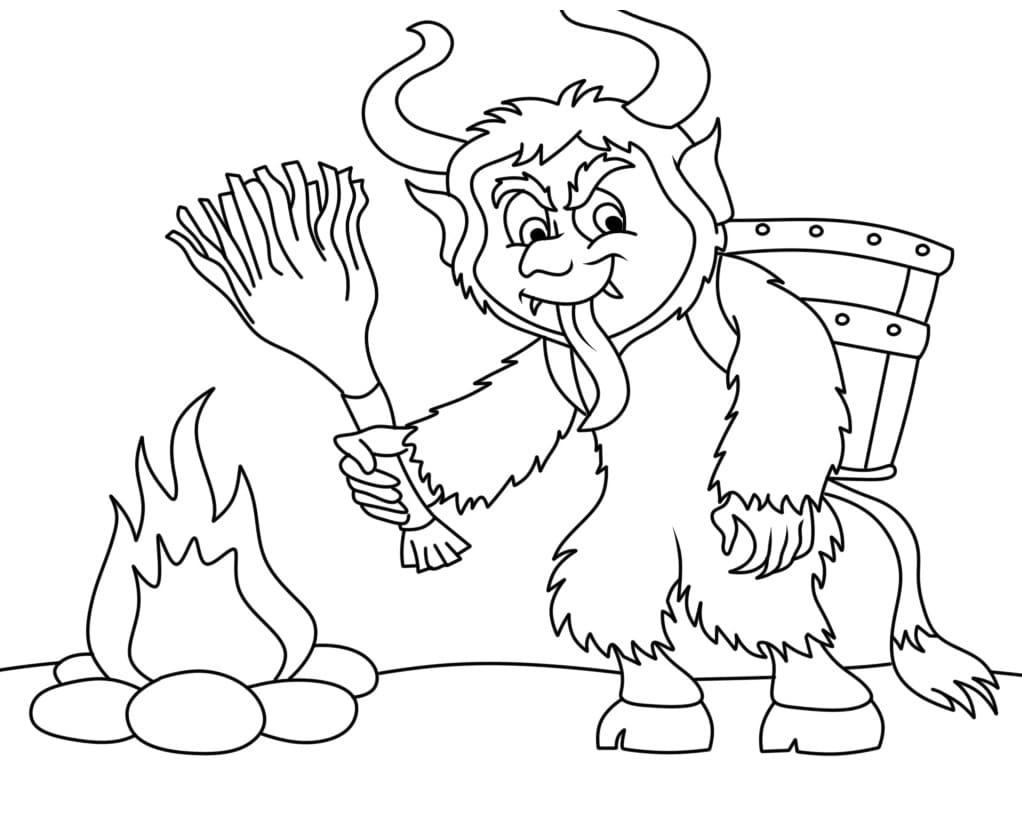 Çizmek Krampus çocuklar için temel Boyama Sayfası