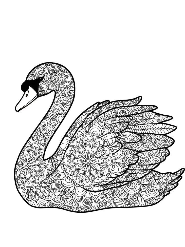 Çizmek Kuğu Mandala Boyama Sayfası