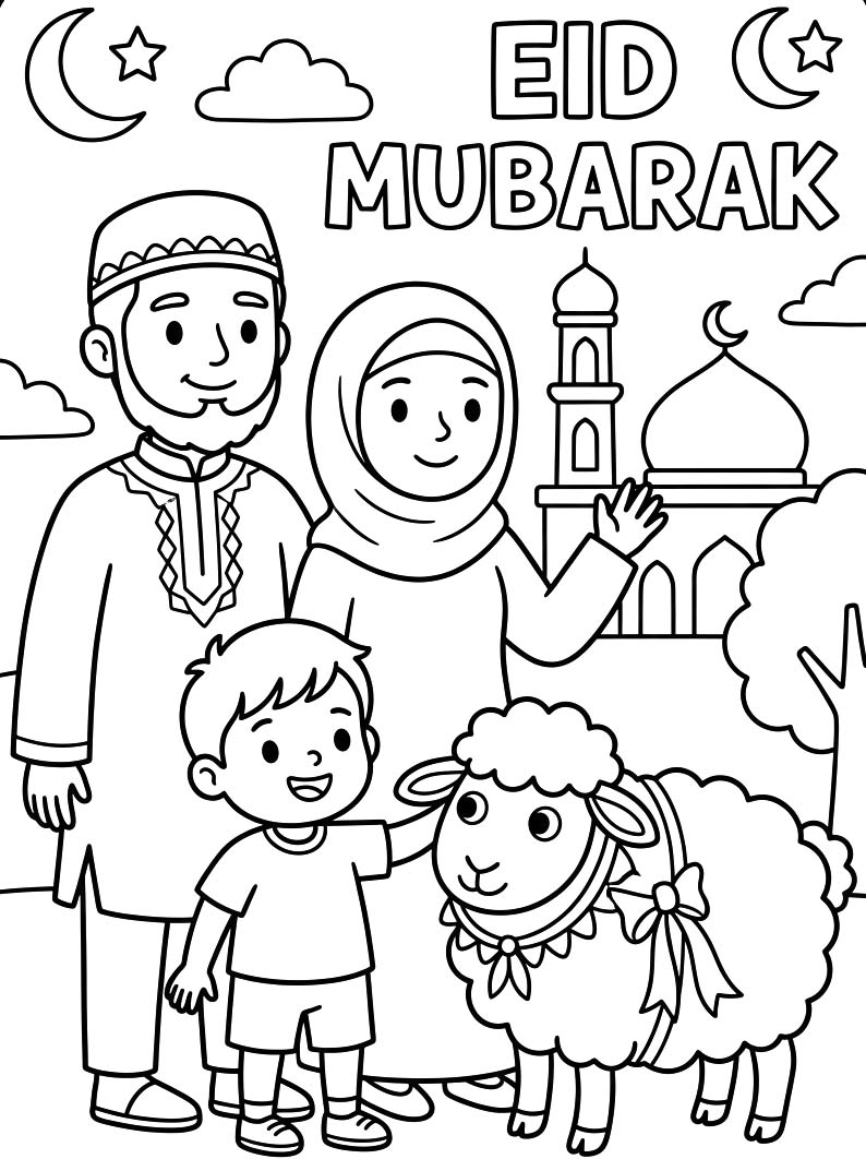Çizmek Kurban Bayramı kolay Boyama Sayfası