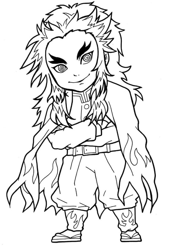 Çizmek Kyojuro Rengoku Sevimli Boyama Sayfası