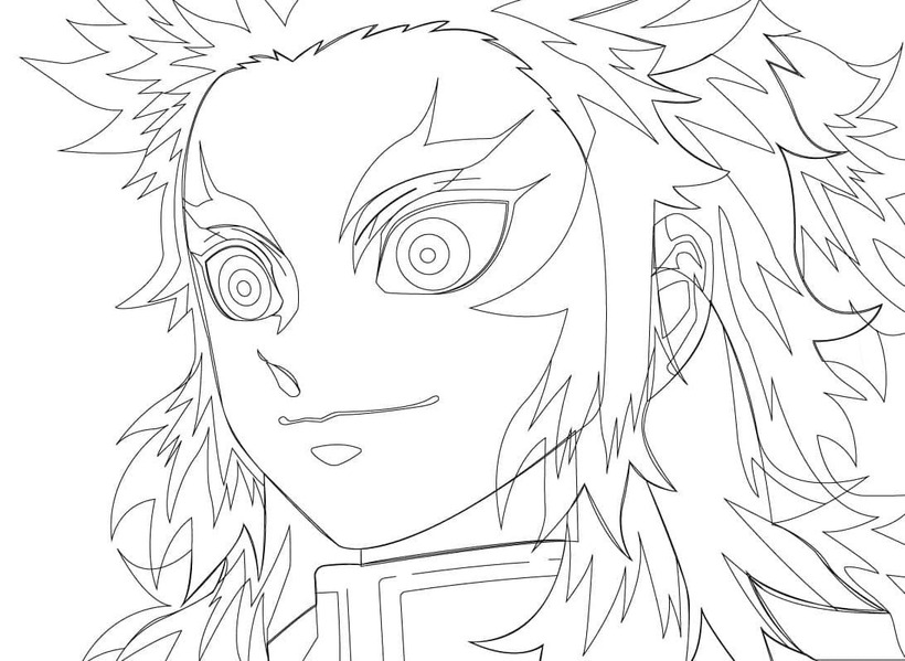 Çizmek Kyojuro Rengoku çocuklar için Boyama Sayfası