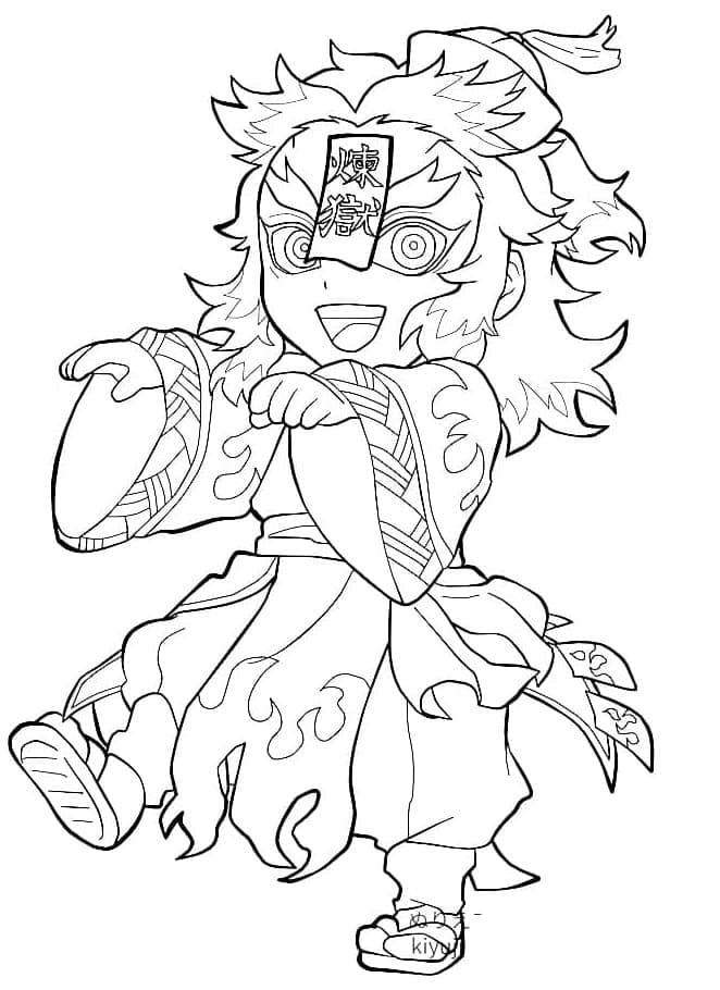 Çizmek Kyojuro Rengoku eğlenceli Boyama Sayfası