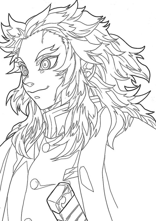 Çizmek Kyojuro Rengoku gülümseyen Boyama Sayfası