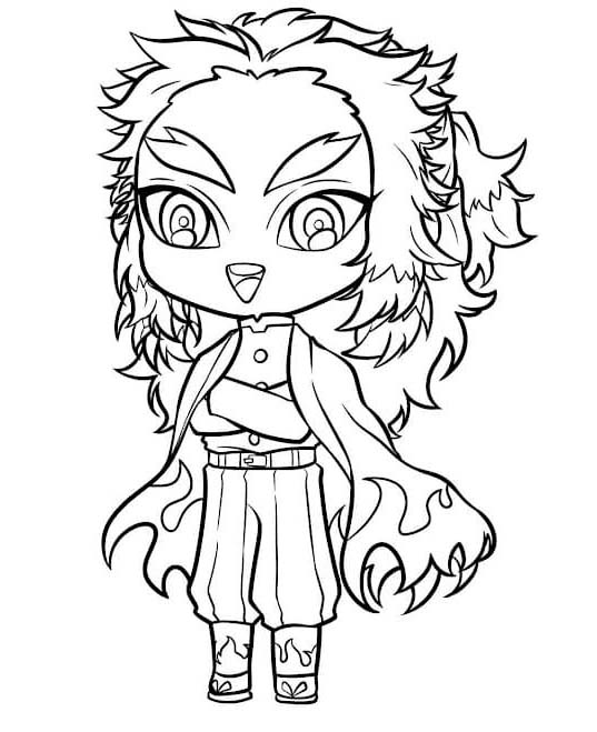 Çizmek Kyojuro Rengoku mutlu Boyama Sayfası