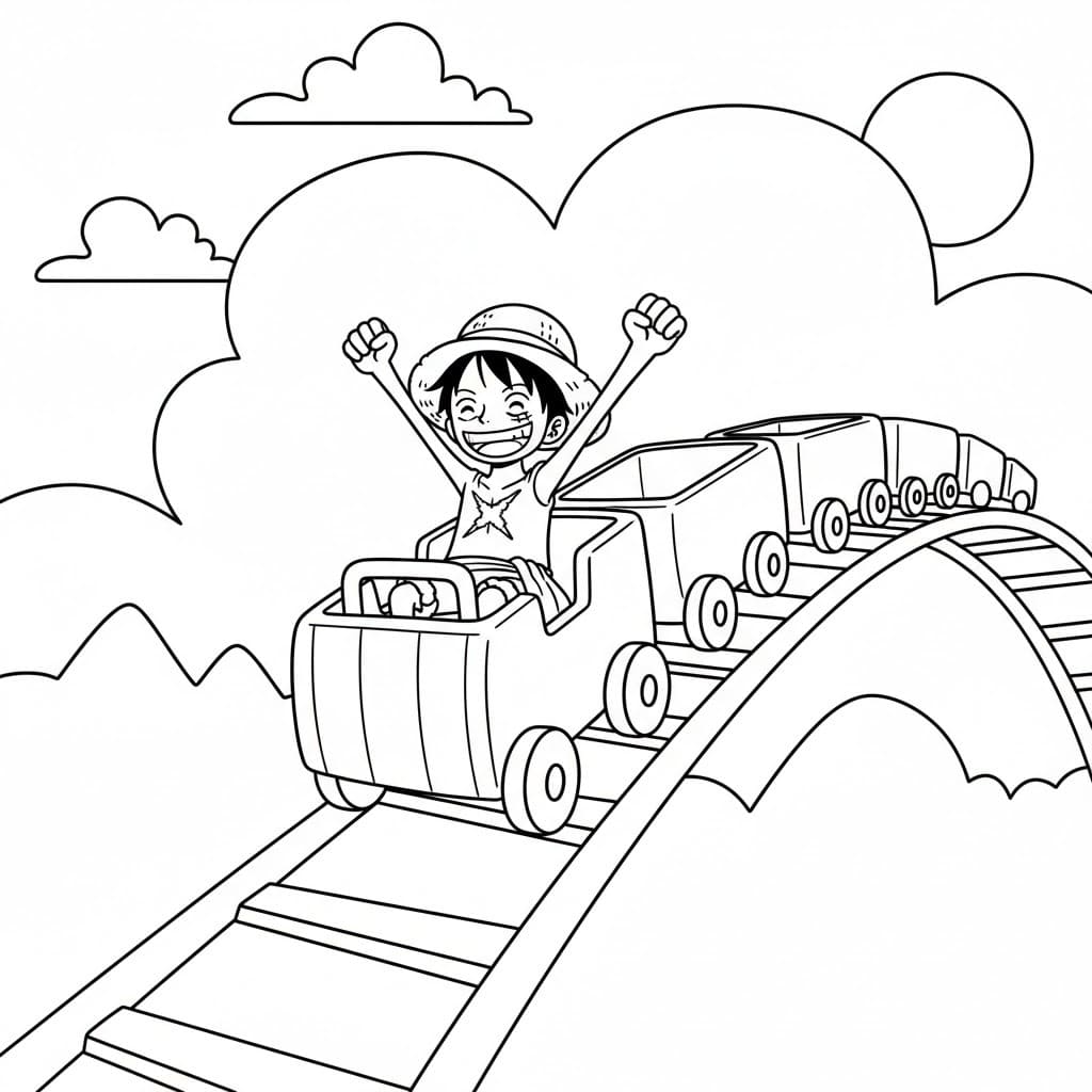 Çizmek Lunapark Treni Ücretsiz Boyama Sayfası