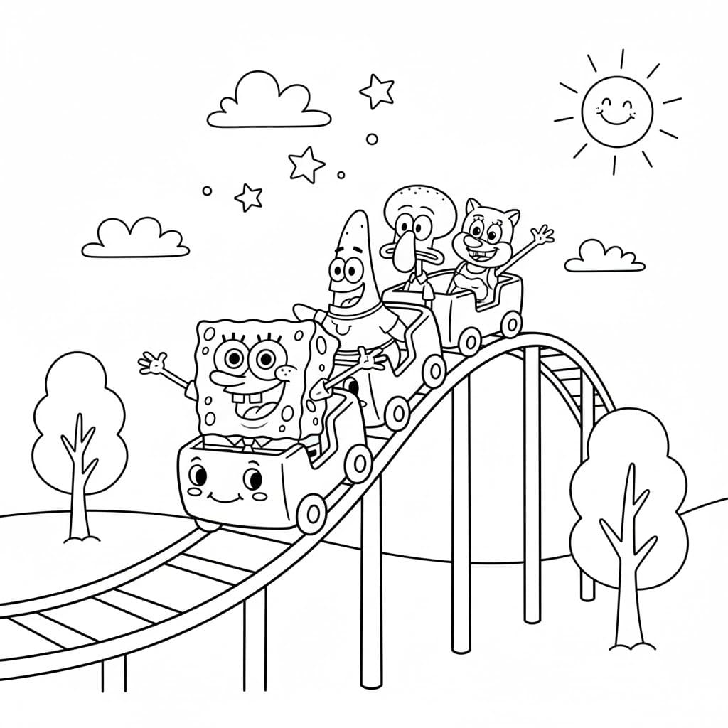 Çizmek Lunapark Treni Yazdırılabilir Boyama Sayfası