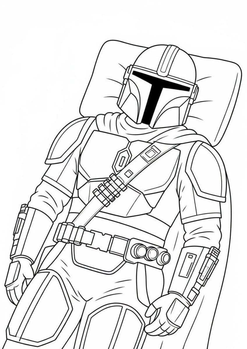 Çizmek Mandalorian Basit Boyama Sayfası