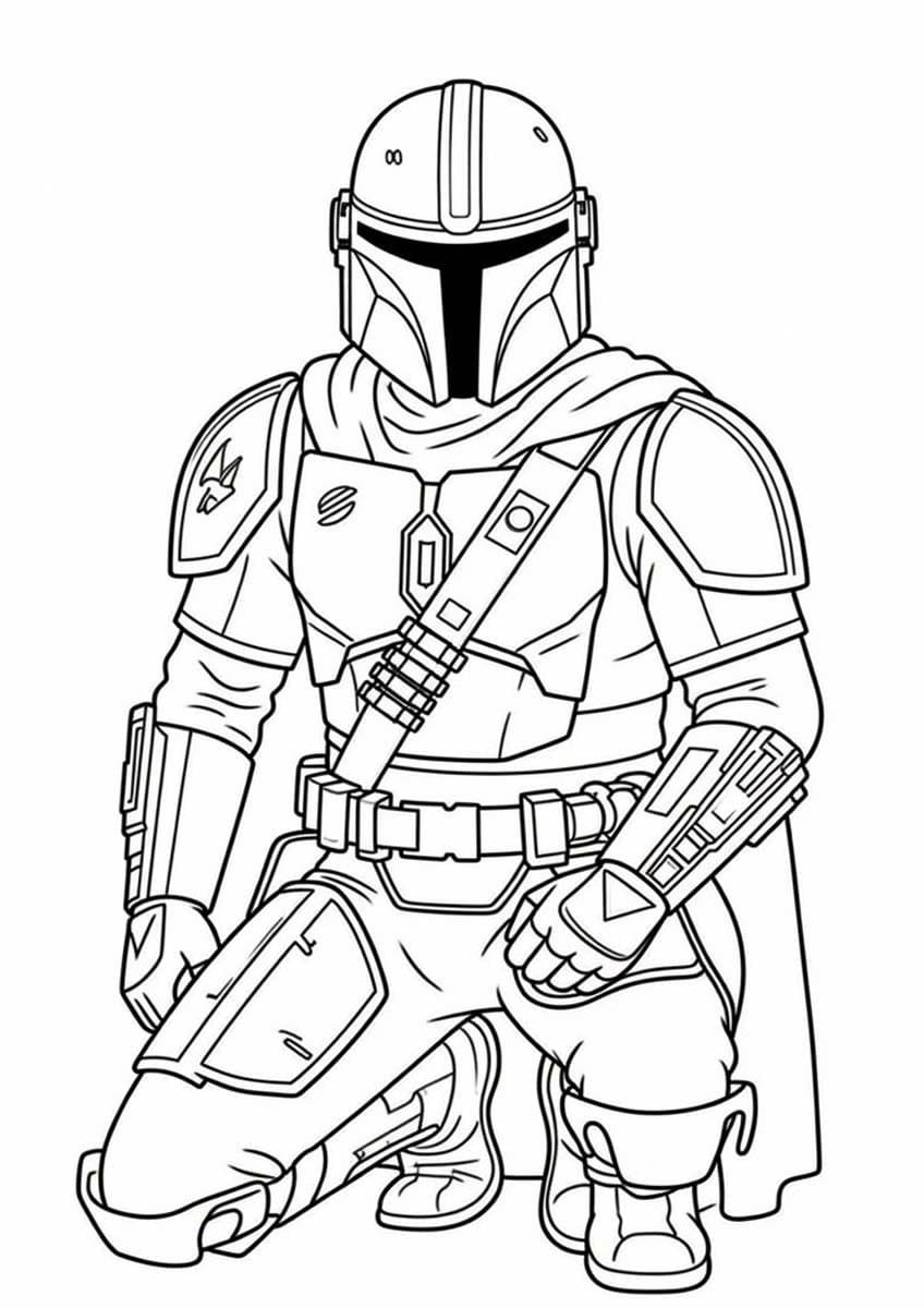Çizmek Mandalorian Kolay Boyama Sayfası