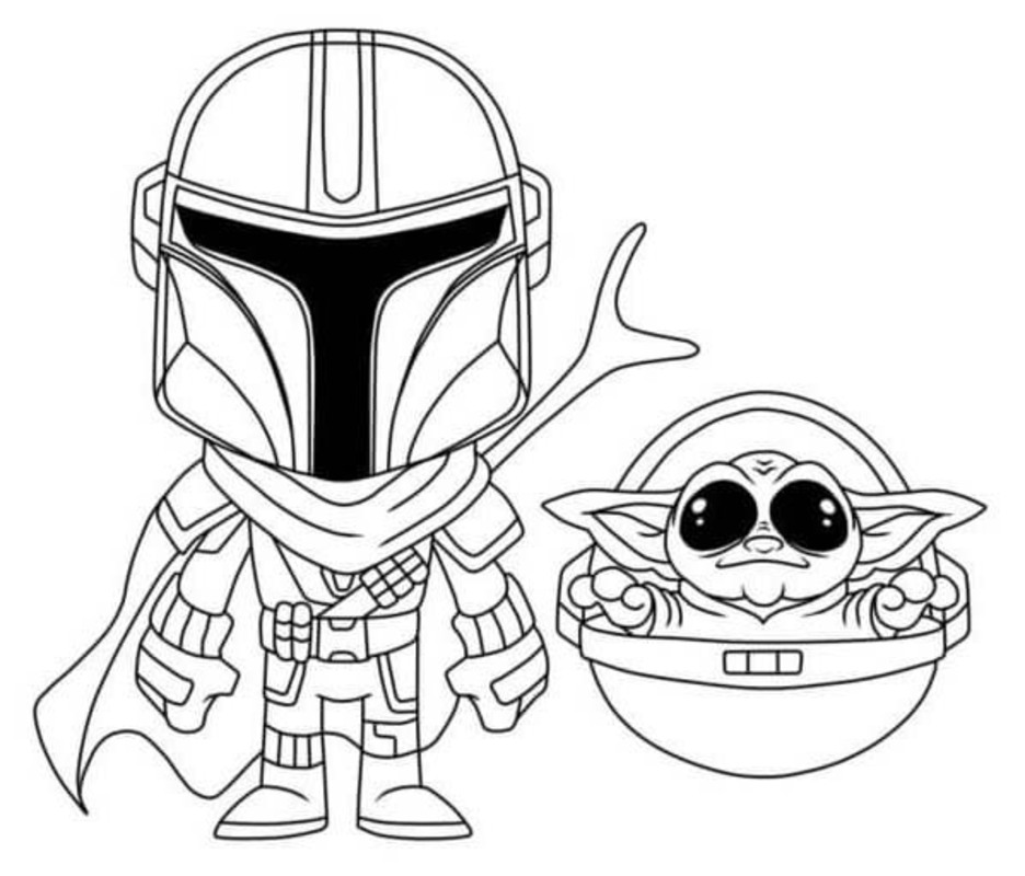 Çizmek Mandalorian chibi Boyama Sayfası