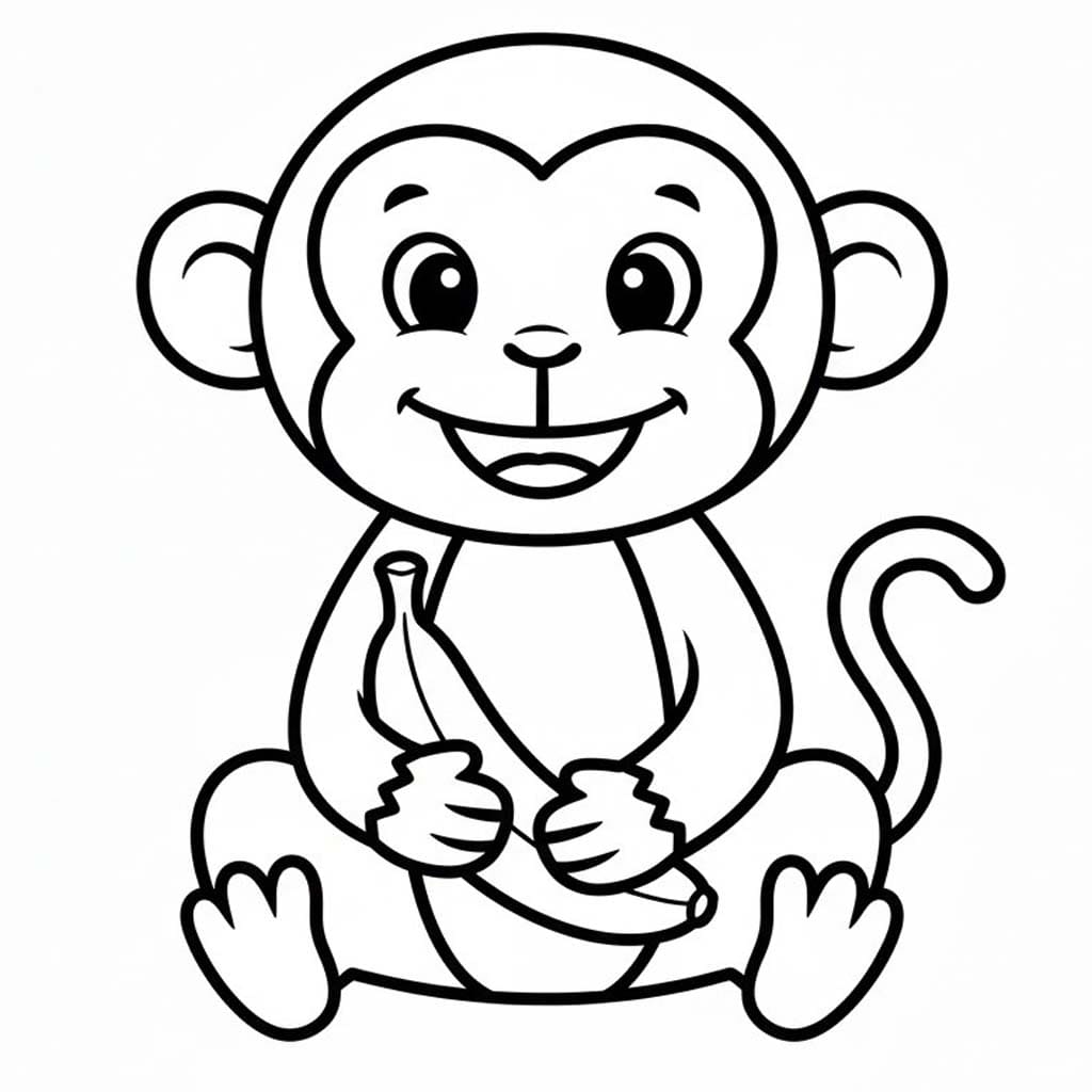 Çizmek Maymun Temel Boyama Sayfası