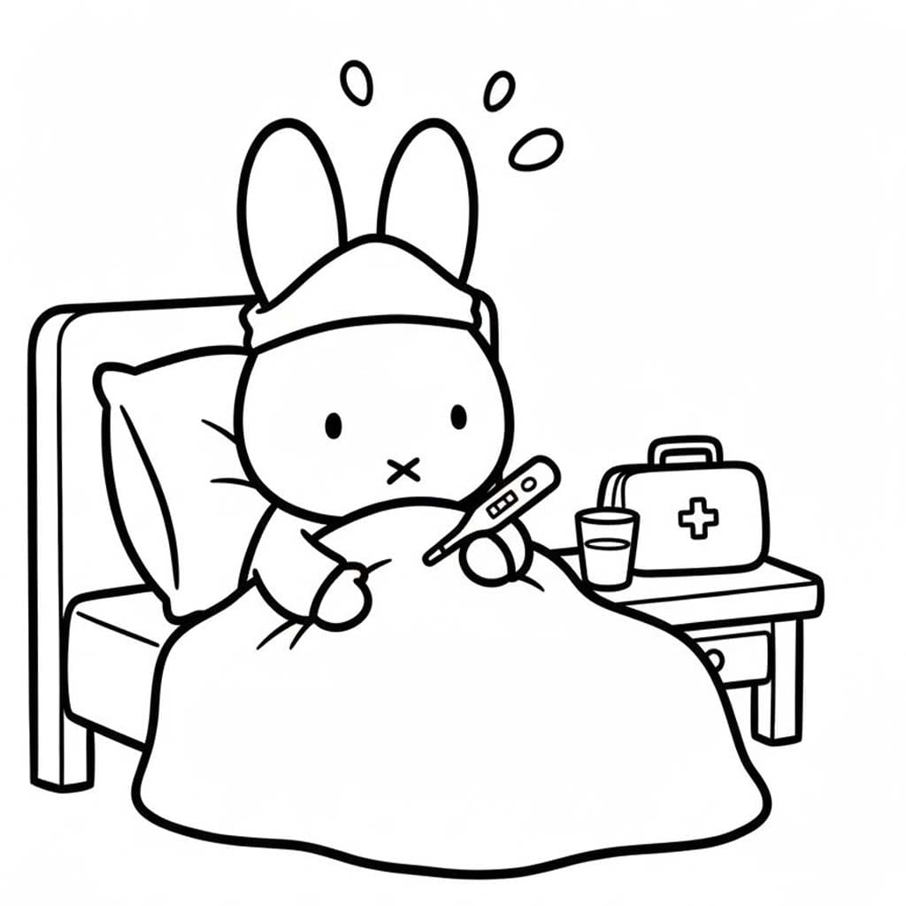 Çizmek Miffy çocuklar için basit Boyama Sayfası