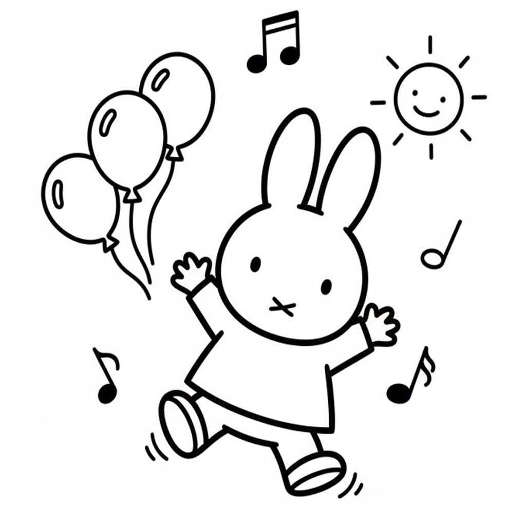 Çizmek Miffy çocuklar için yazdırılabilir Boyama Sayfası