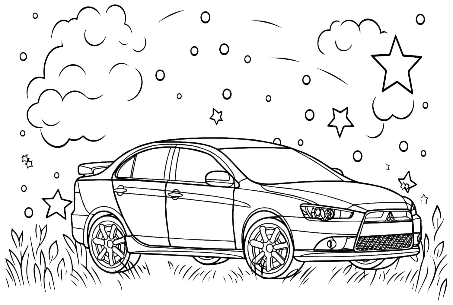 Çizmek Mitsubishi çocuklar için basit Boyama Sayfası