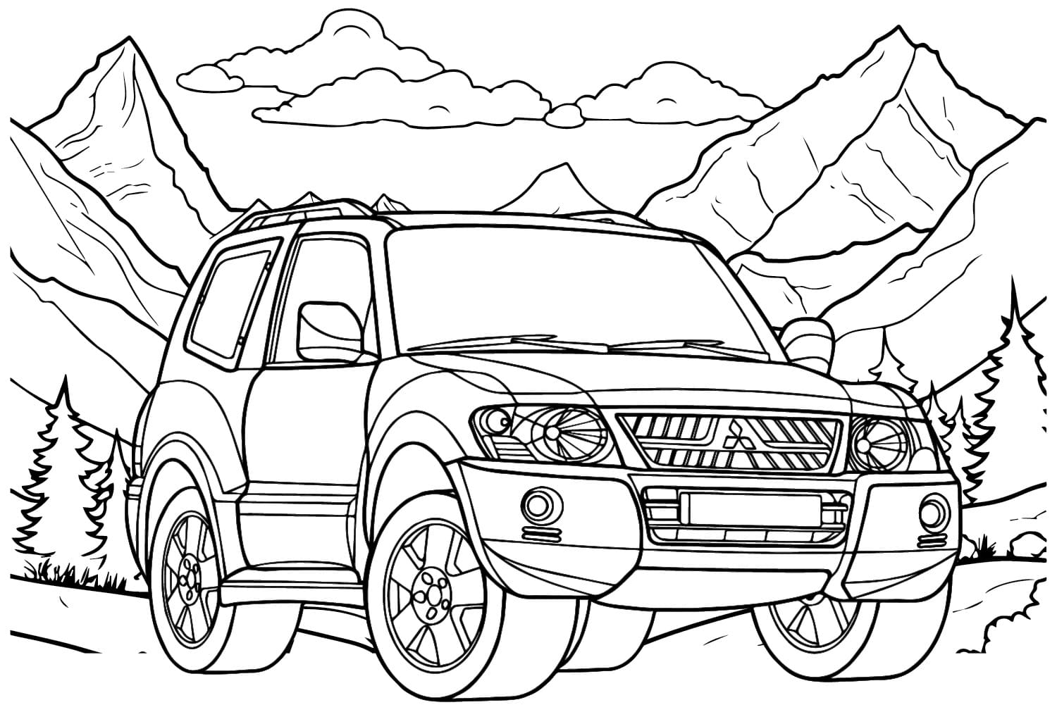 Çizmek Mitsubishi çocuklar için kolay Boyama Sayfası