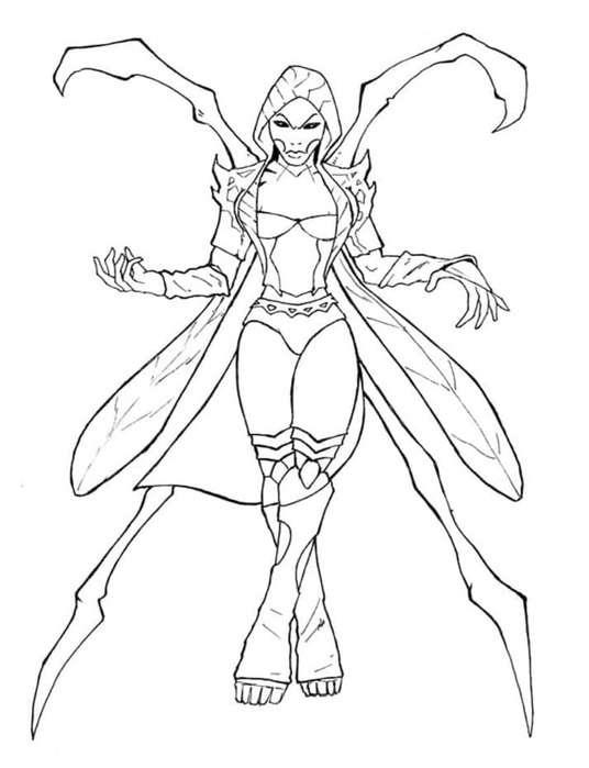 Çizmek Mortal Kombat Dvorah Boyama Sayfası