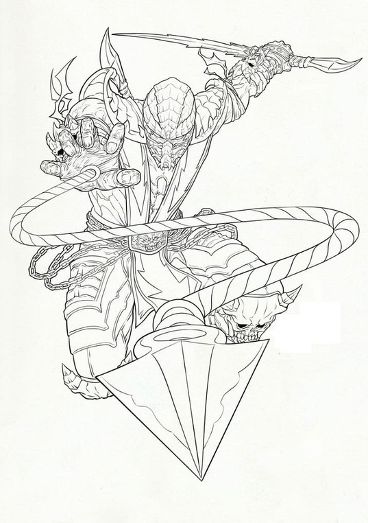 Çizmek Mortal Kombat Scorpion Harika Boyama Sayfası