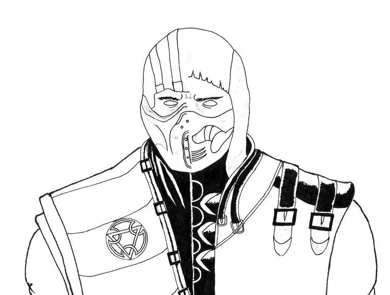 Çizmek Mortal Kombat Sub Zero Ücretsiz Boyama Sayfası